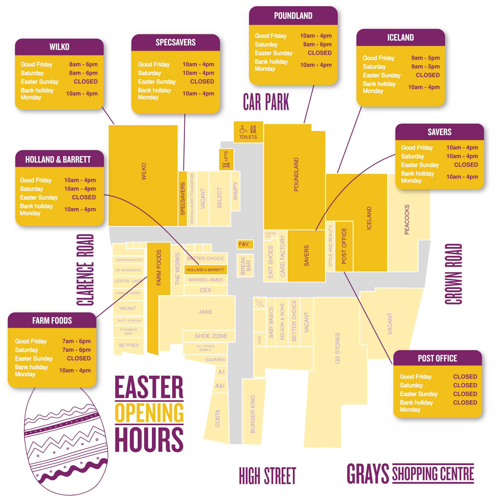 Easter Opening Hours Grays Shopping Centre
